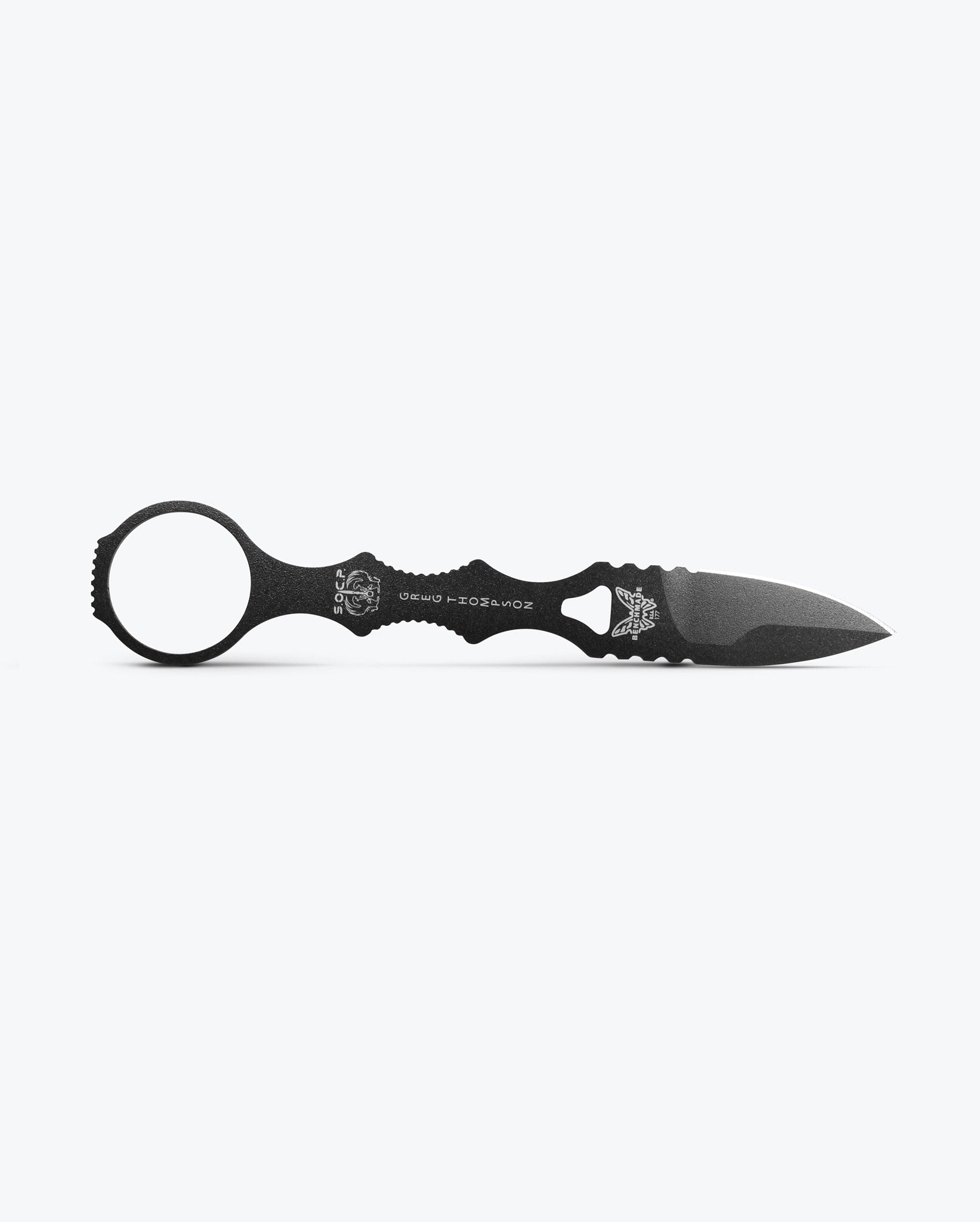 Benchmade Mini SOCP 177BK blade detail - single-edge 440C spear point