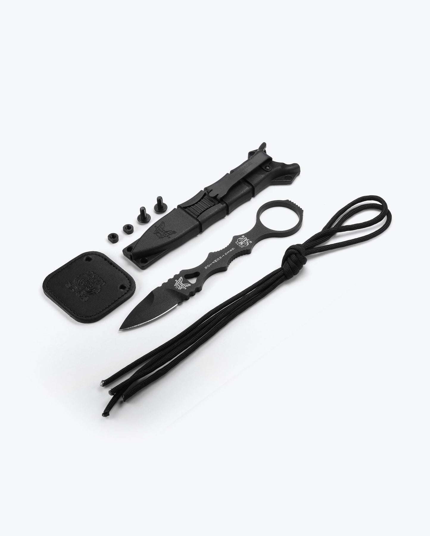 Benchmade Mini SOCP 177BK complete kit exploded view with sheath and accessories