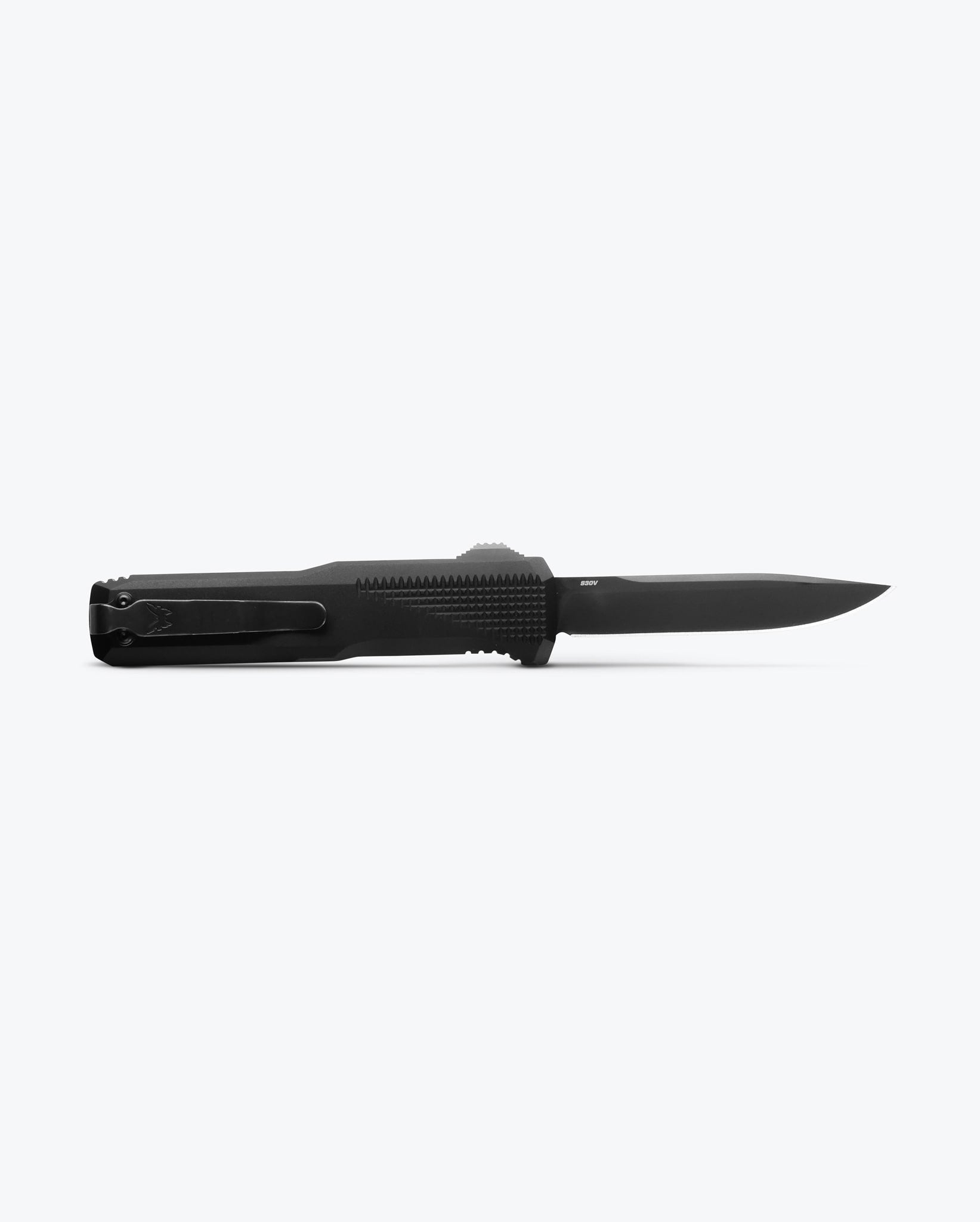 Benchmade Phaeton 4600DLC back view open showing spine-fire OTF slider