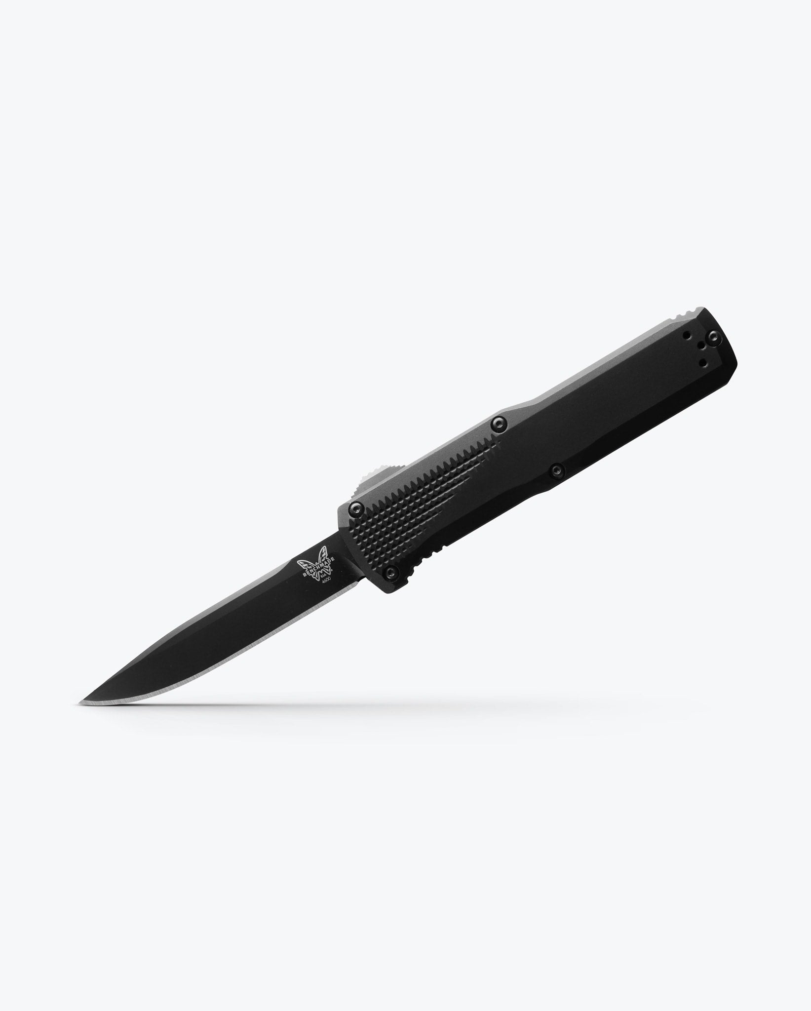 Benchmade Phaeton 4600DLC side profile angled open showing DLC-coated CPM-S30V drop point blade