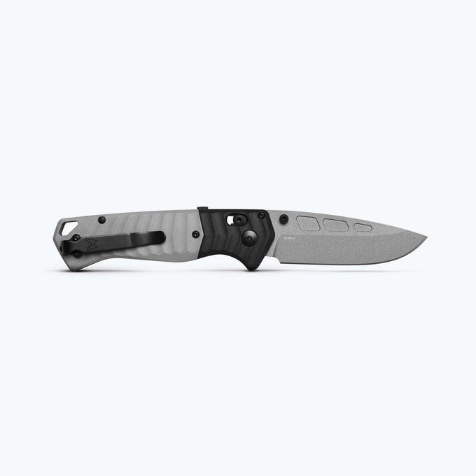 Benchmade PSK 593GY-02 open position showing Elmax drop point blade