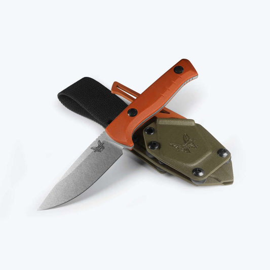 Benchmade SlipRidge Fixed Combo 15650-01-COMBO – 3.7" MagnaCut Drop-Point Fixed Blade with Rust Orange G10 & Gut Hook