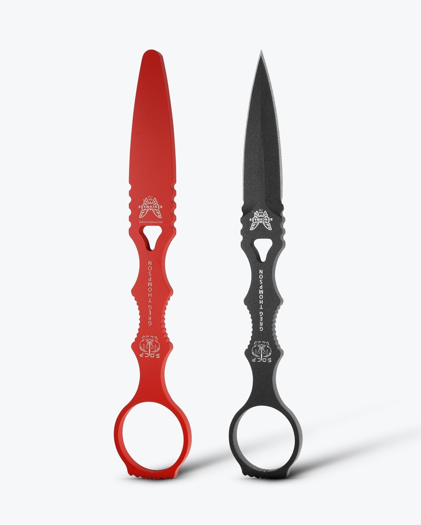 Benchmade SOCP Combo 176BKSN-COMBO dagger and red trainer front view