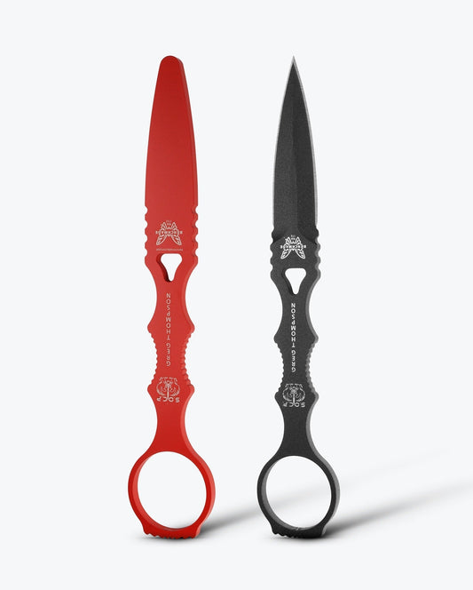 Benchmade SOCP Combo 176BKSN-COMBO dagger and red trainer front view