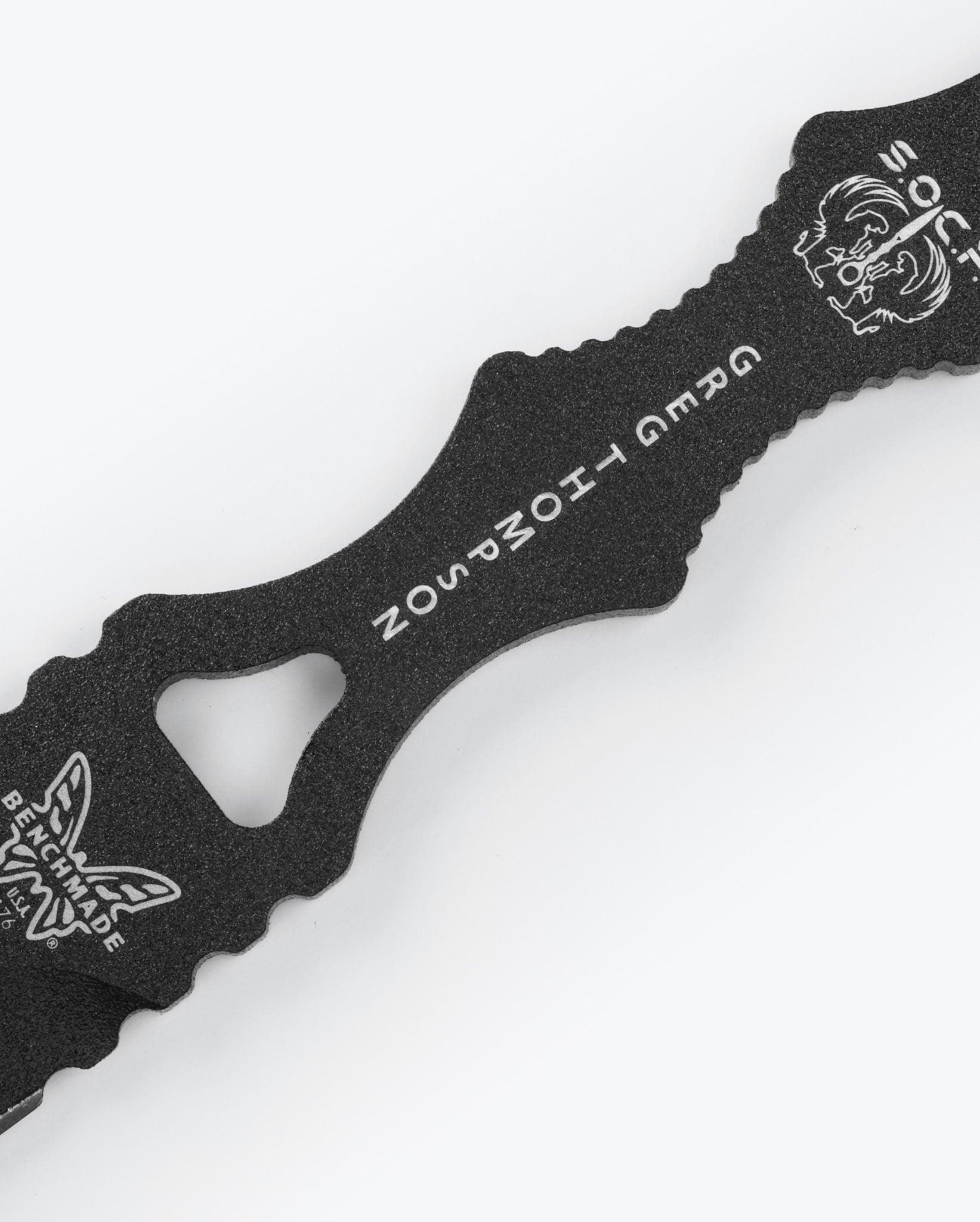 Benchmade SOCP Dagger 176BKSN blade detail - black coated 440C double-edge dagger