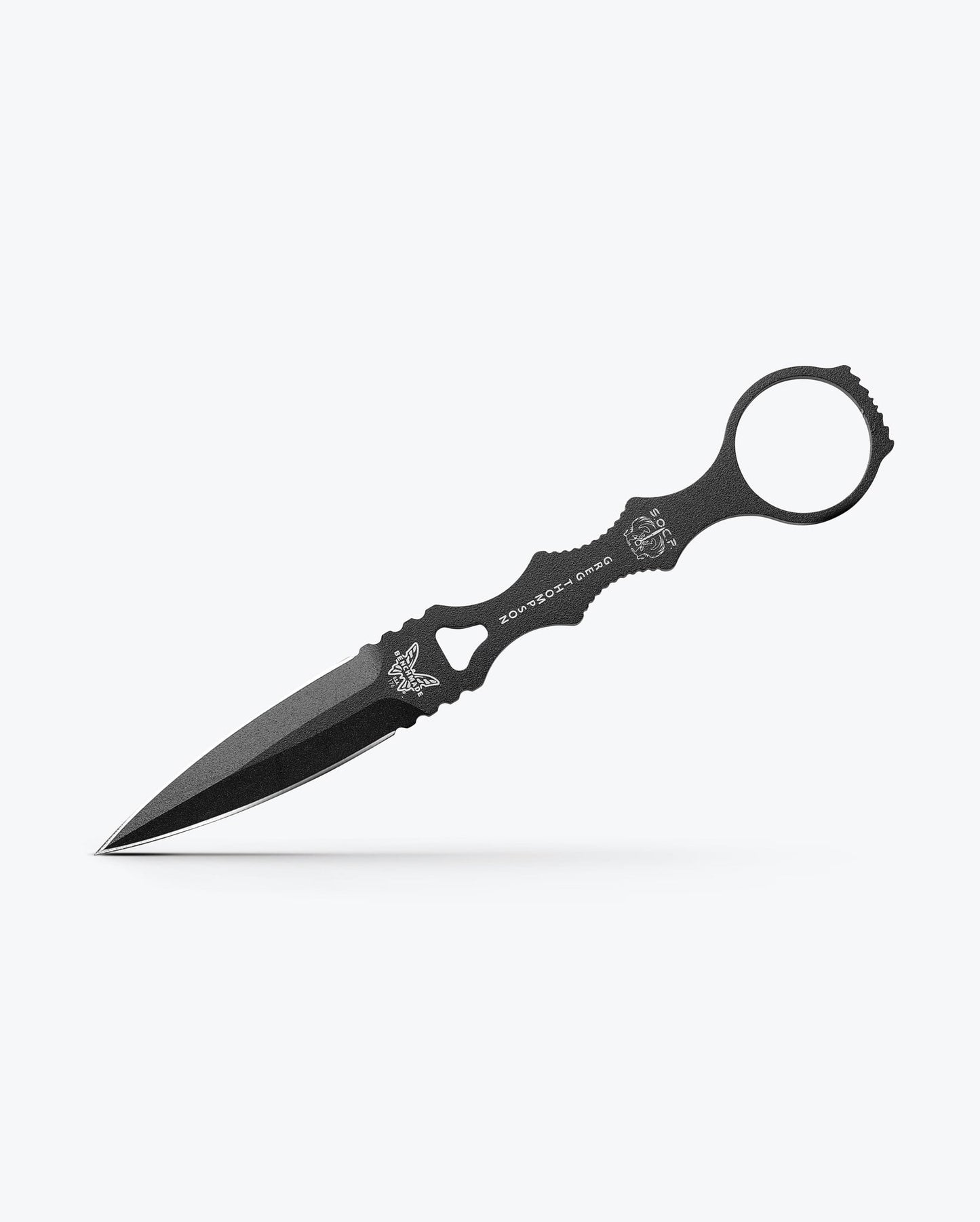 Benchmade SOCP Dagger 176BKSN angled side profile showing skeletonized handle