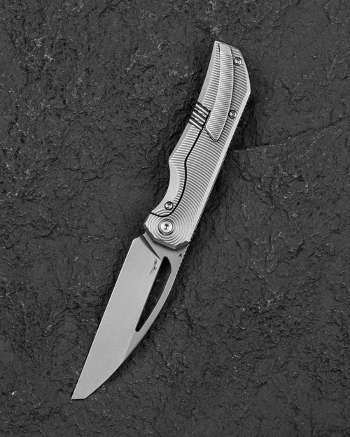 Bestech Mini Taipan BT2603A – 3.25" MC Blade Folding Knife with Bead Blast Stonewashed Titanium Handle
