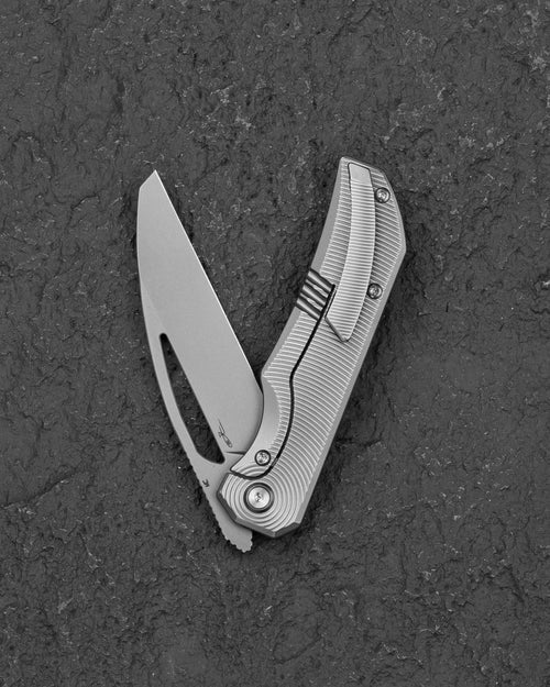 Bestech Mini Taipan BT2603A – 3.25" MC Blade Folding Knife with Bead Blast Stonewashed Titanium Handle
