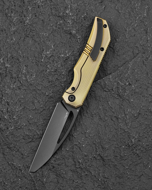 Bestech Mini Taipan BT2603B closed view showing bronze titanium handle and black PVD pocket clip