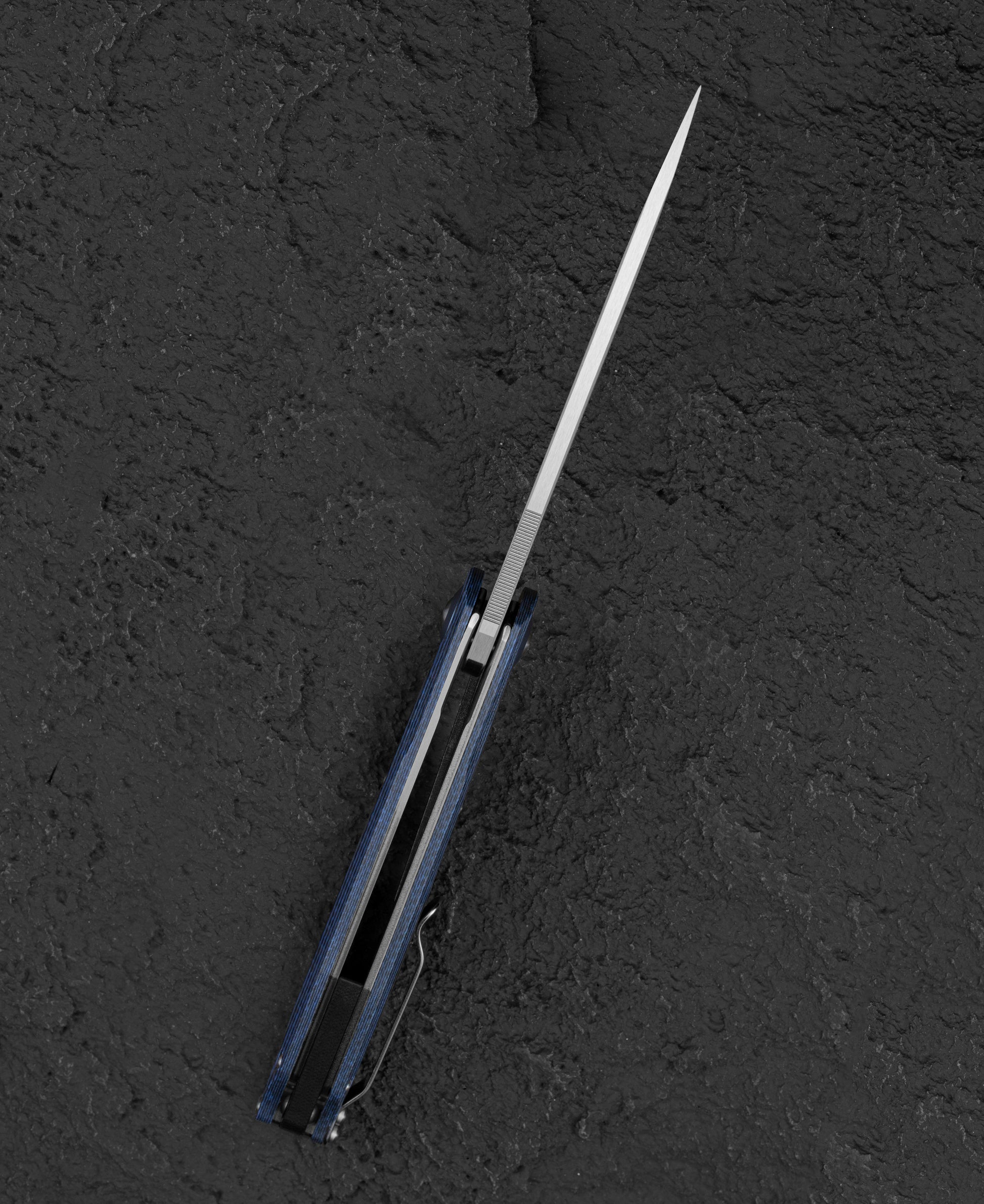 Bestech ASCOT BG19C blade detail – D2 satin finish, 3.82 inch blade, refined grind geometry