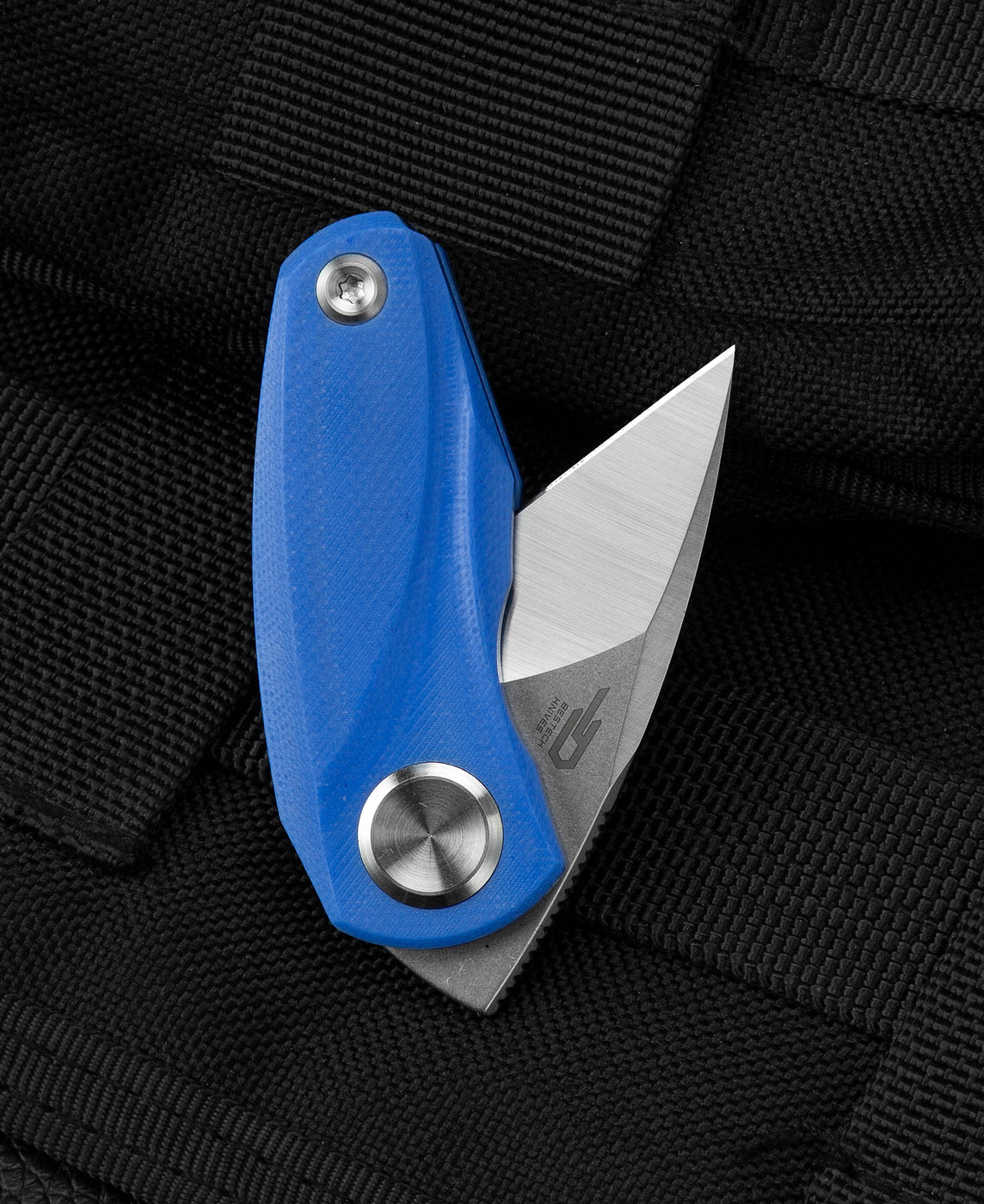 Bestech TULIP BG38D blade detail – 14C28N satin+stonewash finish, 1.34″ micro blade