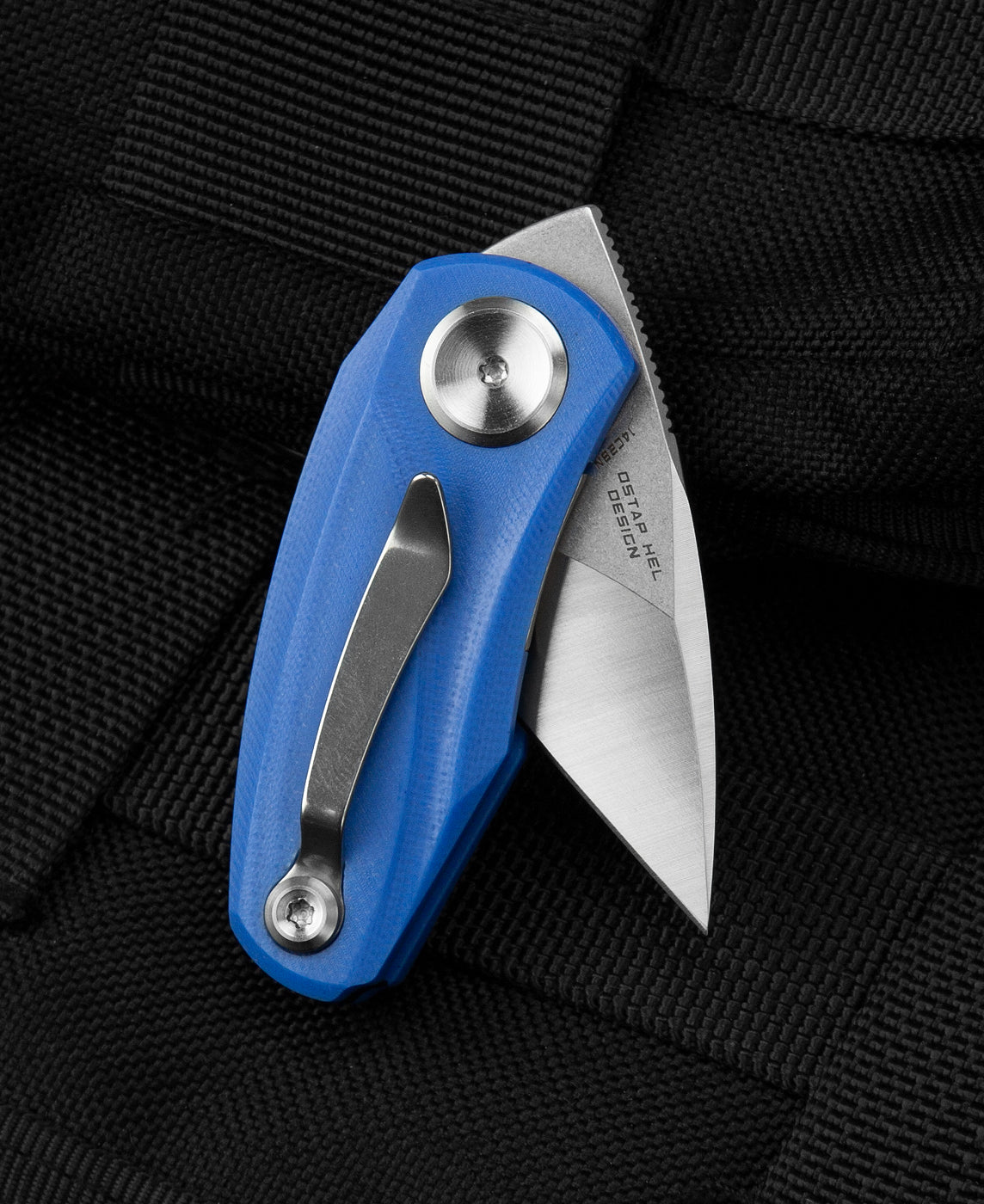 Bestech TULIP BG38D side view – 14C28N blade, blue G10 handle, Liner Lock