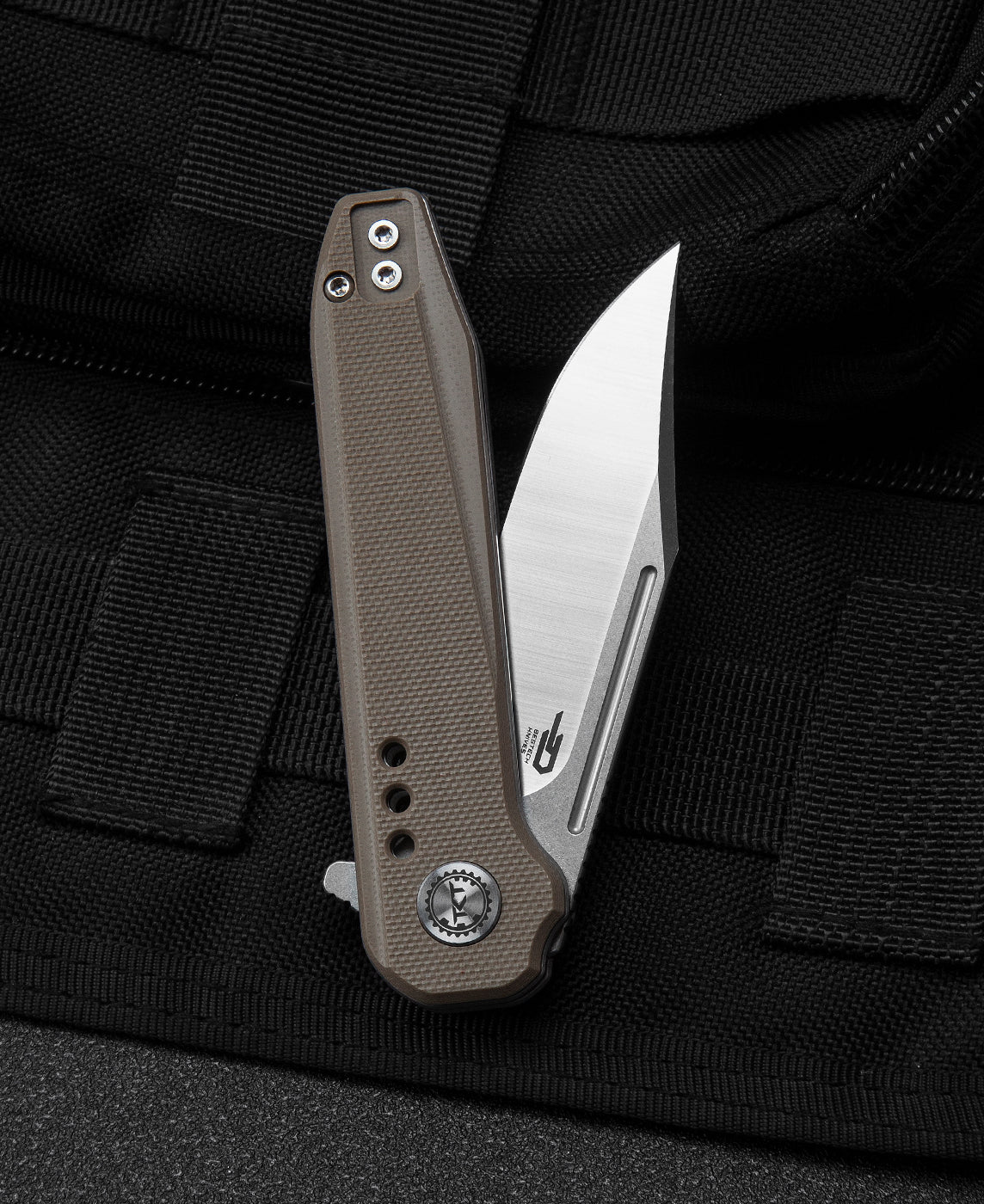 Bestech SYNTAX BG41B blade detail – 154CM stonewash+satin finish, 2.84″ blade