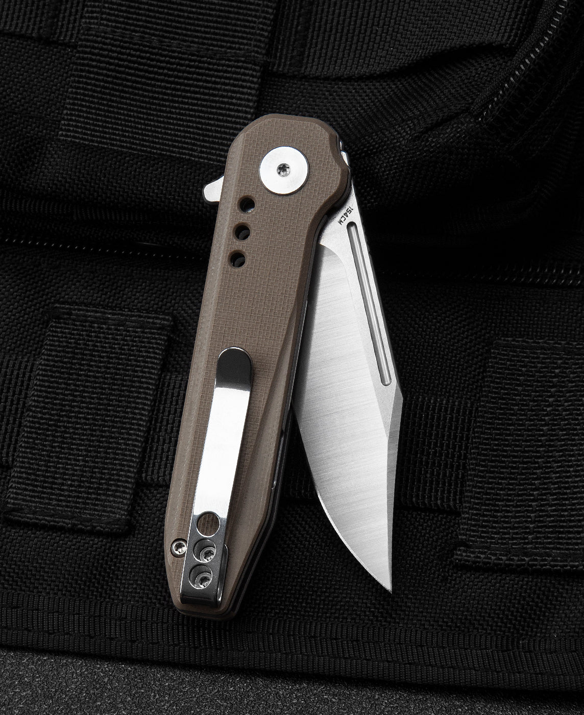 Bestech SYNTAX BG41B side view – 154CM blade, beige G10 handle, Liner Lock
