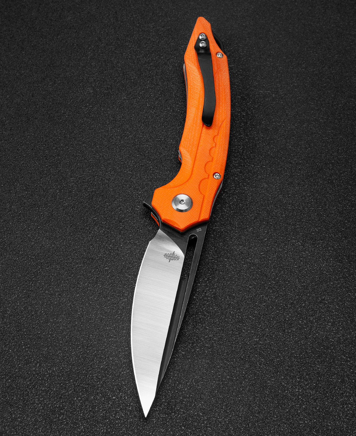 Bestech ORNETTA BG50C closed view – 4.84" closed length, orange G10 handle with steel pocket clip