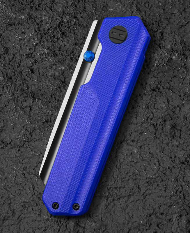 Bestech TARDIS BG54G blade detail – D2 tool steel with black PVD plus satin dual finish