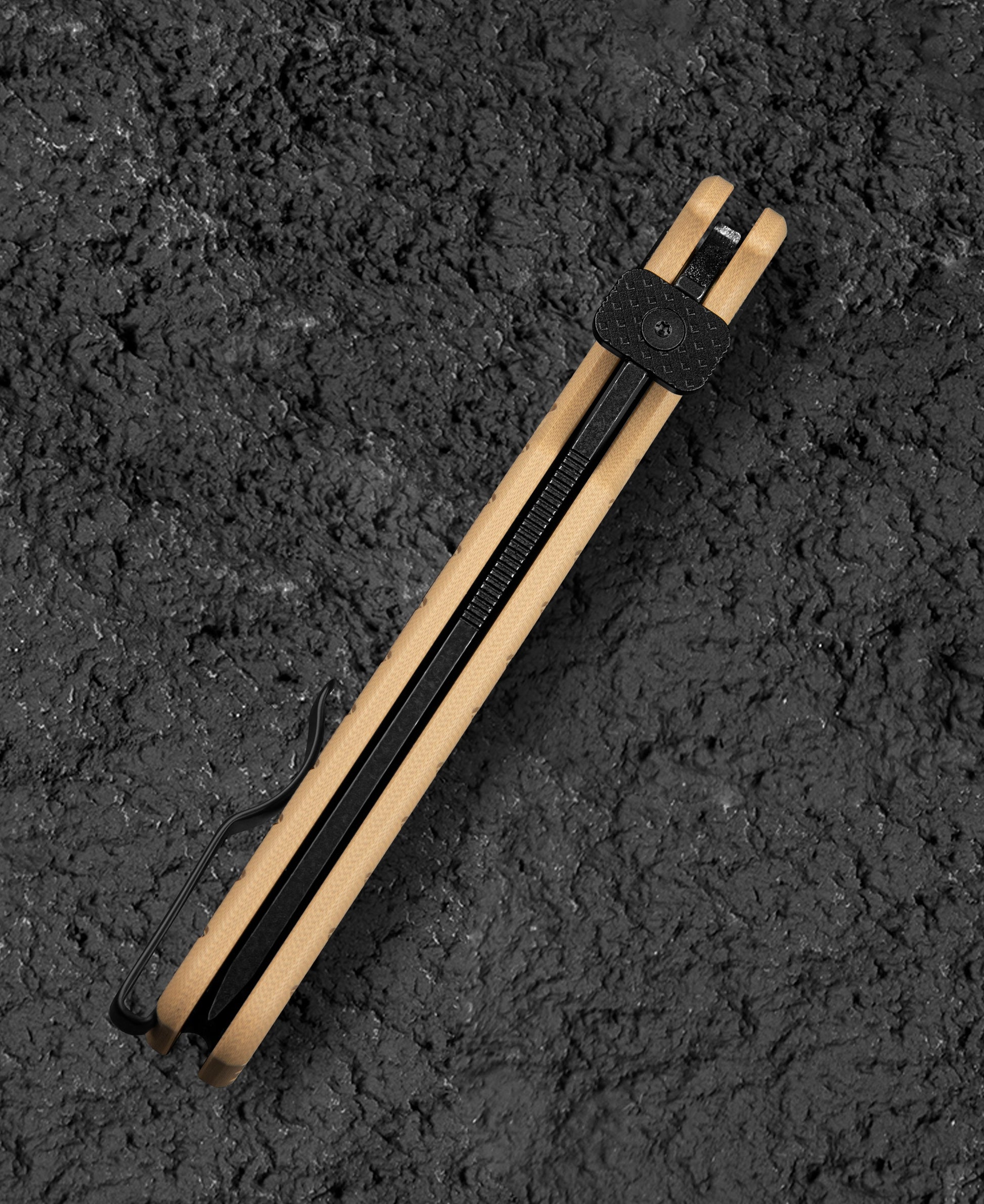 Bestech Glok BG55C blade detail – 14C28N Satin drop point edge
