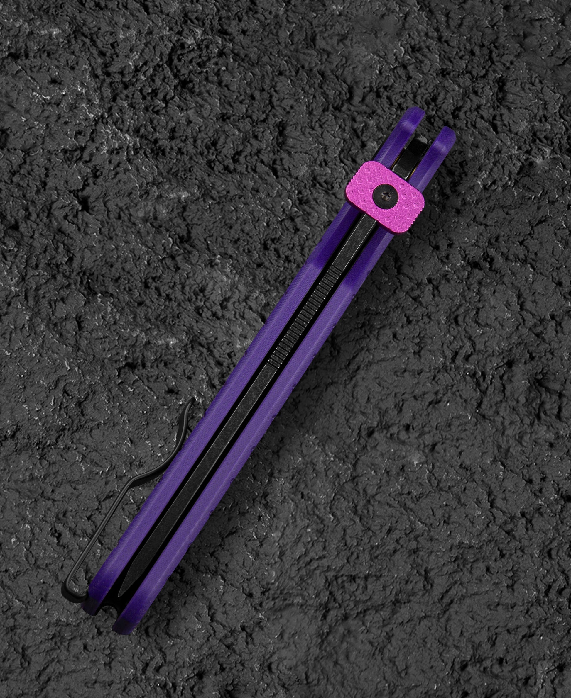 Bestech Glok BG55D blade detail – 14C28N Satin drop point edge