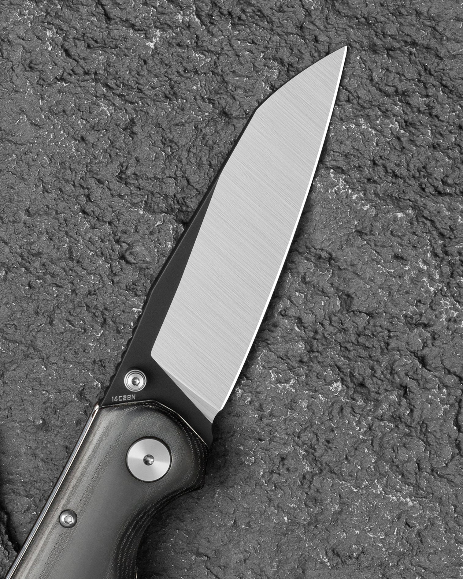 Bestech Snakebird BG58B closed view – Black Micarta handle, Button Lock folding knife