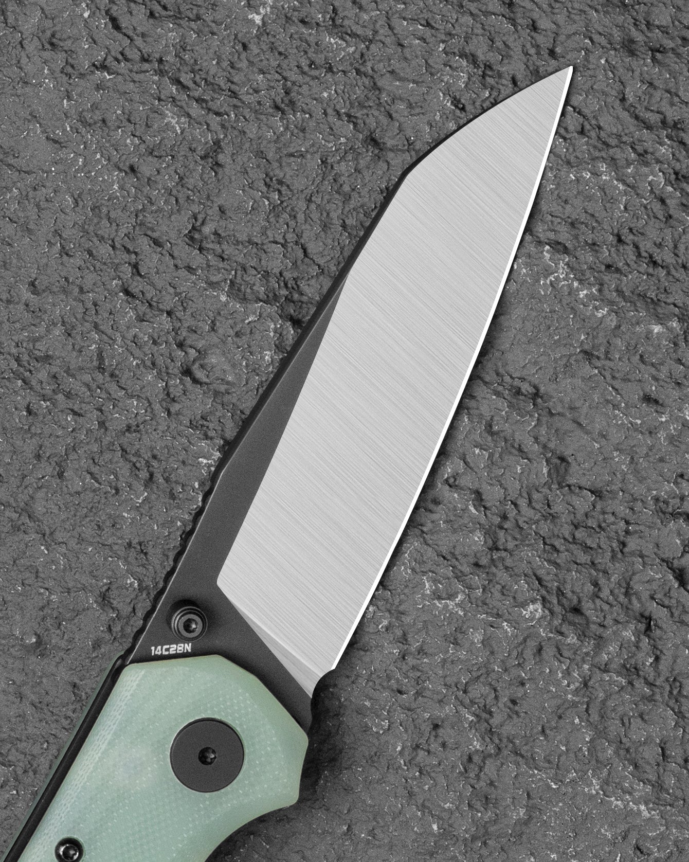 Bestech Snakebird BG58D closed view – Transparent G10 handle, Black PVD clip
