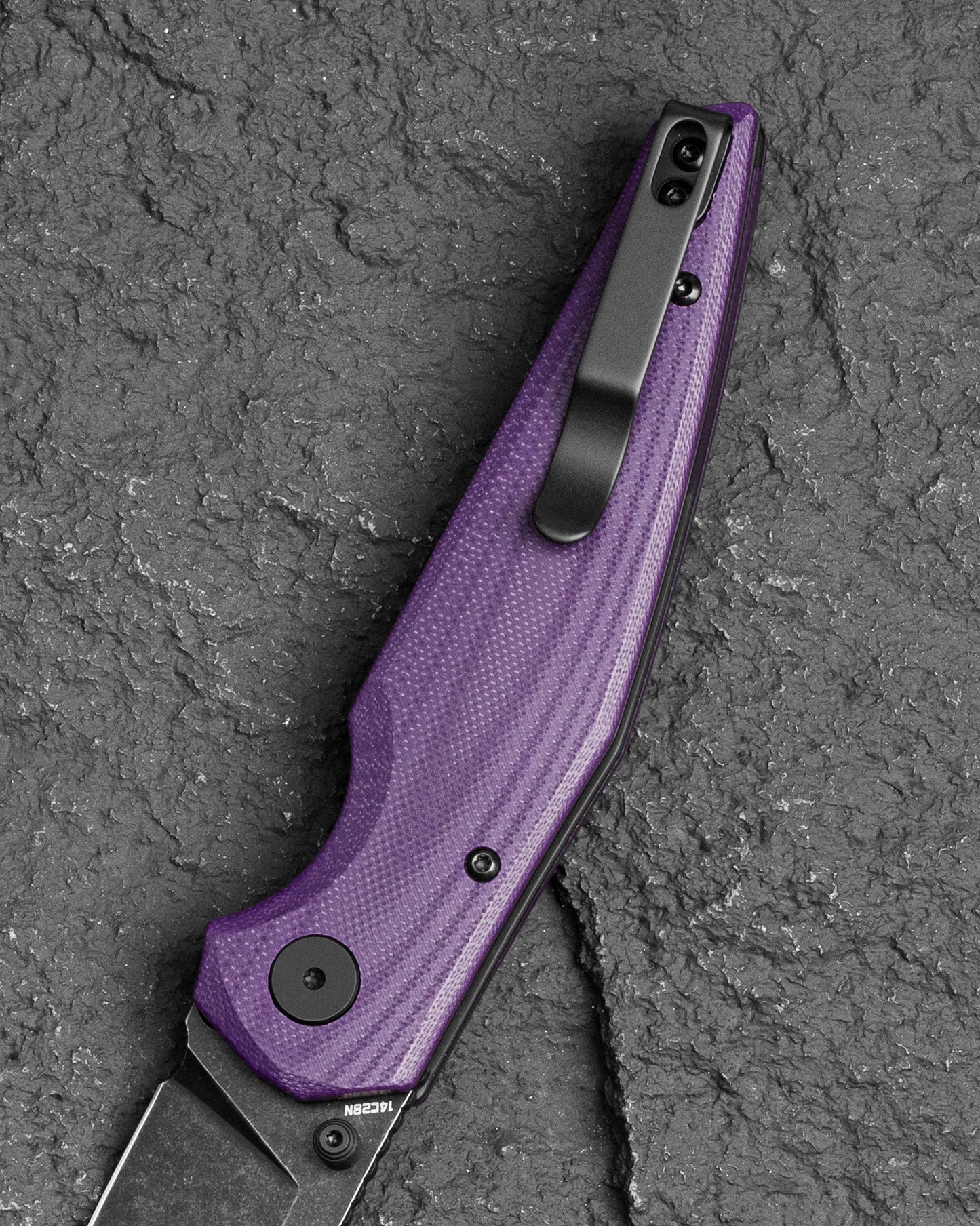 Bestech Snakebird BG58E blade detail – 14C28N Black Stonewash sheepsfoot grind