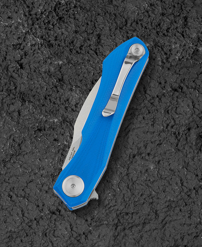 Bestech IVY BG59B blade detail – 14C28N stonewash finish, 3.09" drop-point blade