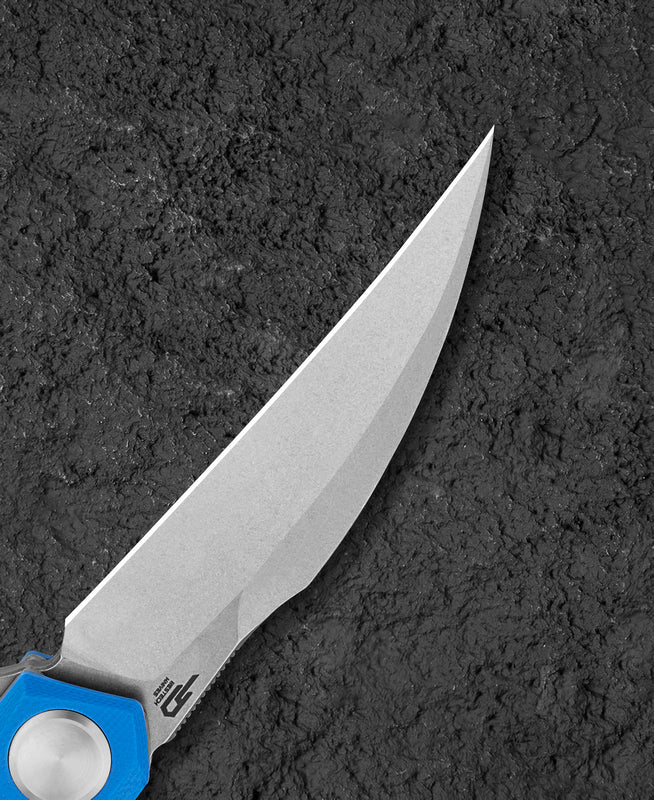 Bestech IVY BG59B blue G10 detail – glass-fiber reinforced handle with textured grip