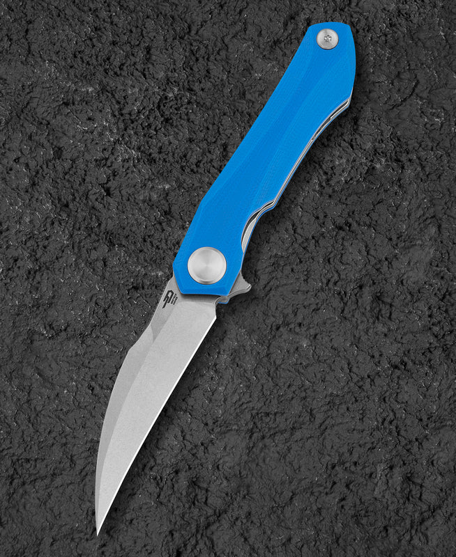 Bestech IVY BG59B front view – 3.09" 14C28N stonewash blade, blue G10 handle, liner lock