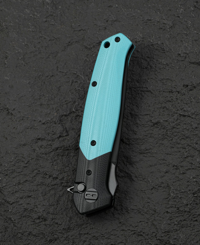Bestech Swordfish BG62E Button Lock detail – push-button release, positive retention