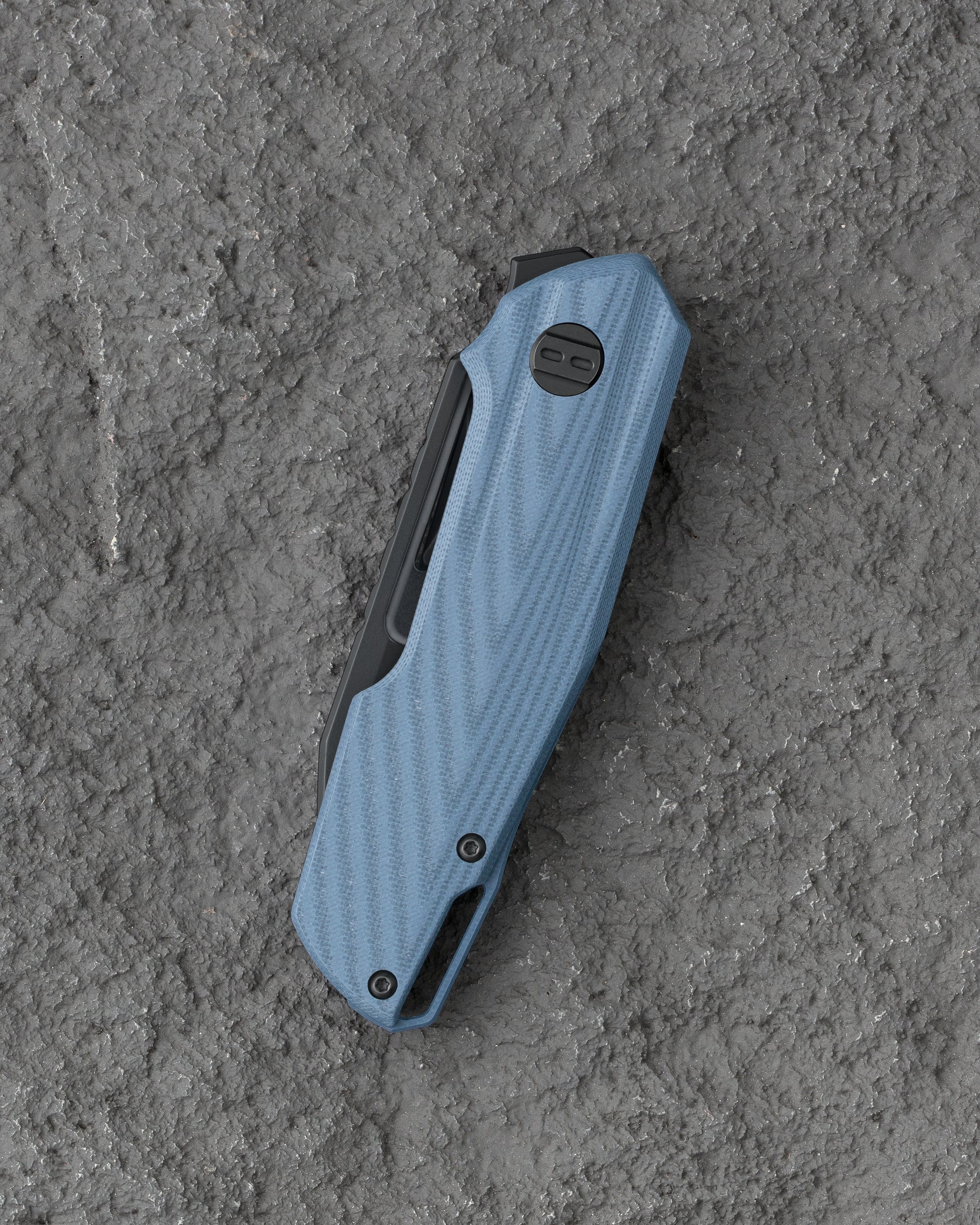 Bestech Toddler BG64E closed view – blue G10 handle, 4.264" closed length, black PVD clip