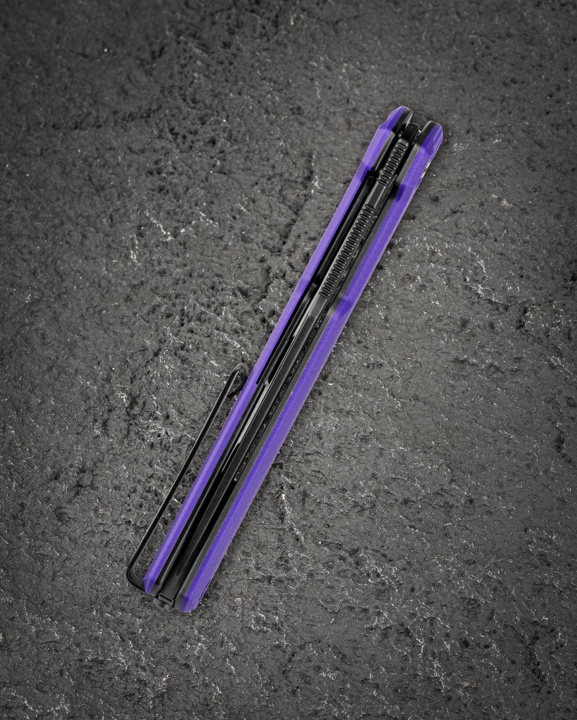 Bestech Duoz BG65E Purple G10 scales – textured grip, flipper tab