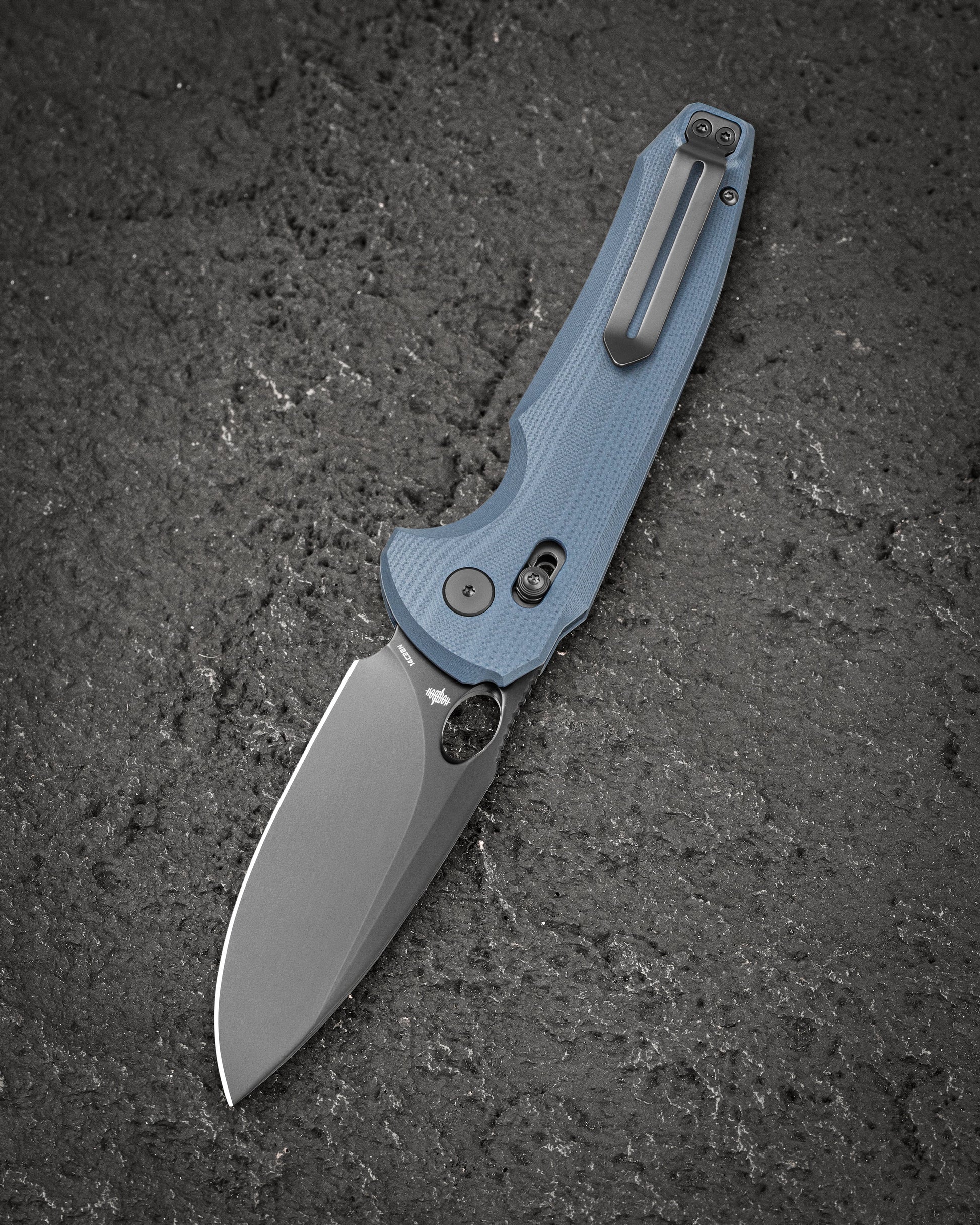 Bestech Noctar BG66E closed view – 5.15″ closed, Blue Gray G10 handle, Bar Lock