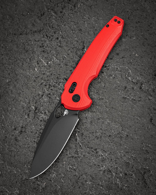 Bestech Noctar BG66G front view – 3.71″ 14C28N Black Stonewash, Red G10 handle