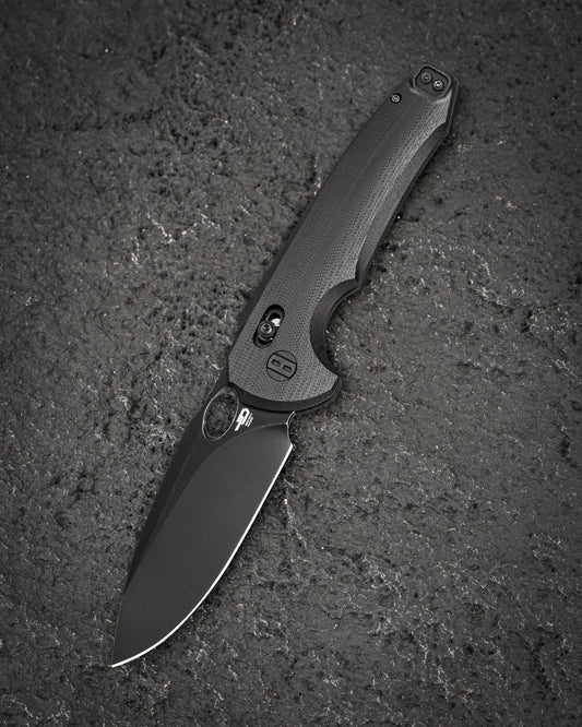 Bestech Noctar BG66H front view – 3.71″ 14C28N Black Stonewash, Black G10 handle