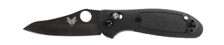Benchmade Mini Griptilian 555BKHG front view - 2.91" black 154CM sheepsfoot folding knife with black handle