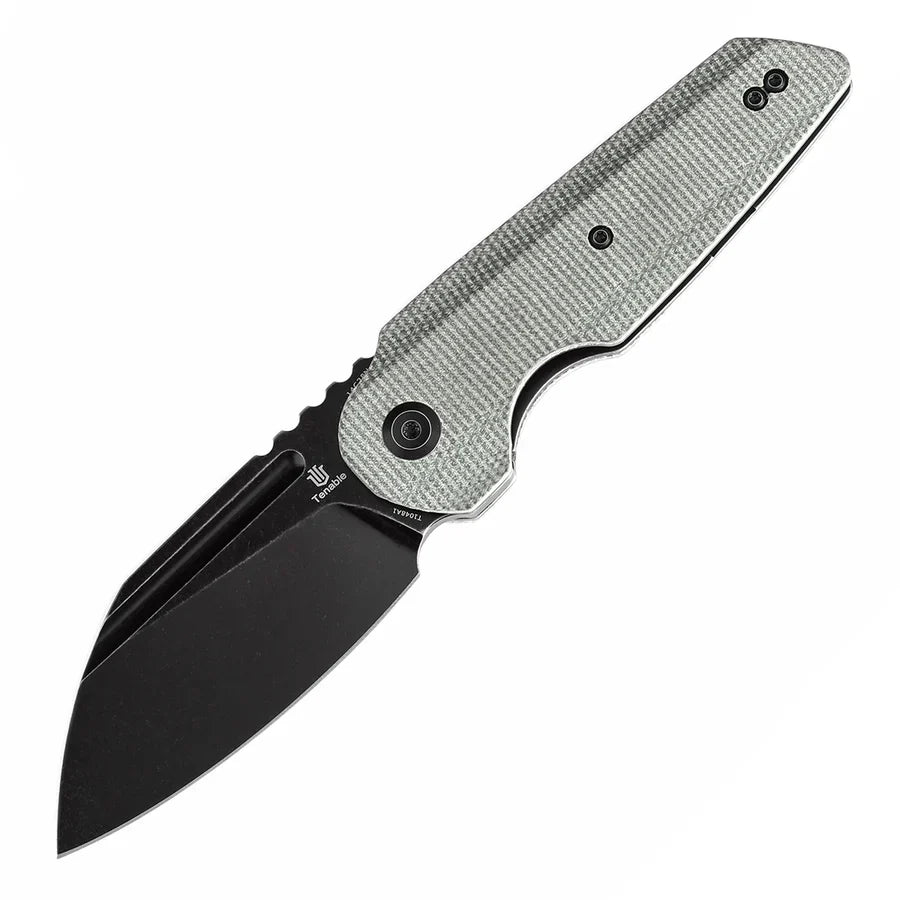 Tenable Rafe L T1048A1 – 3.19" Black Stonewashed 14C28N Blade, Green Micarta Handle with Liner Lock