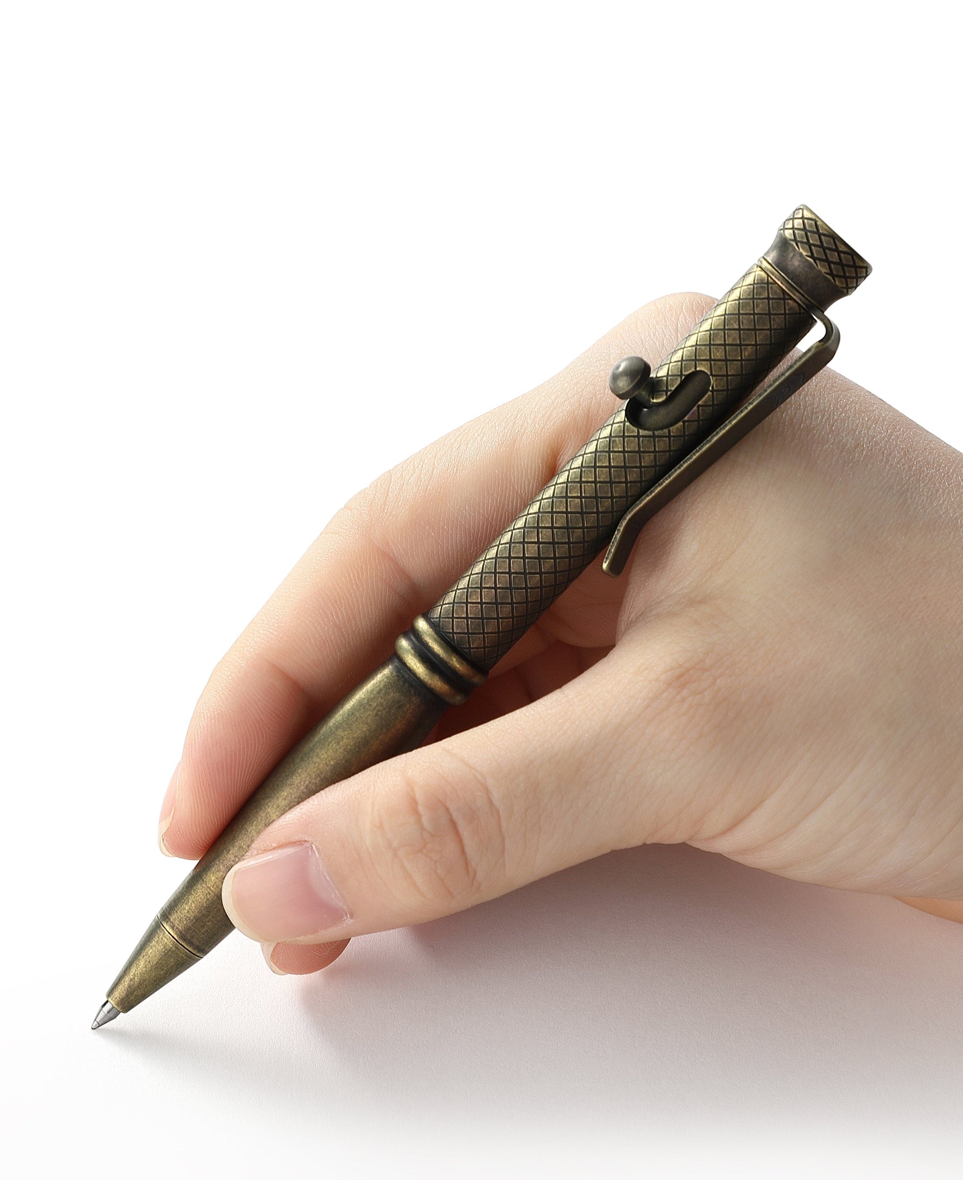 Bestechman Scribe BM16E open view – titanium pen cap removed, writing tip exposed