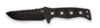 Benchmade Fixed Adamas 375BKSN front view, 4.20″ D2 drop point fixed blade knife, sand G10