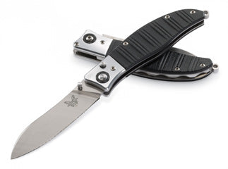 Benchmade Nakamura 483 folding knife with 3.08 inch drop point blade and black G10 AXIS lock handle