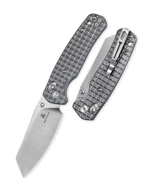 Bestechman Cicada's Wing BMK06-S-1 front view – 3.15" 10Cr15MoV Satin, Stainless Steel Grey PVD, B-Lock