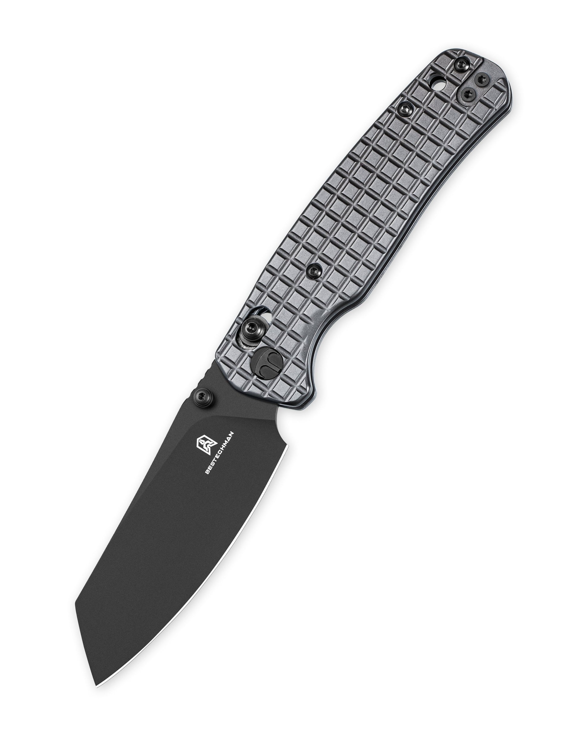 Bestechman Cicada's Wing BMK06-S-2 closed view – 3.15" 10Cr15MoV Black PVD, Stainless Steel Grey PVD, B-Lock