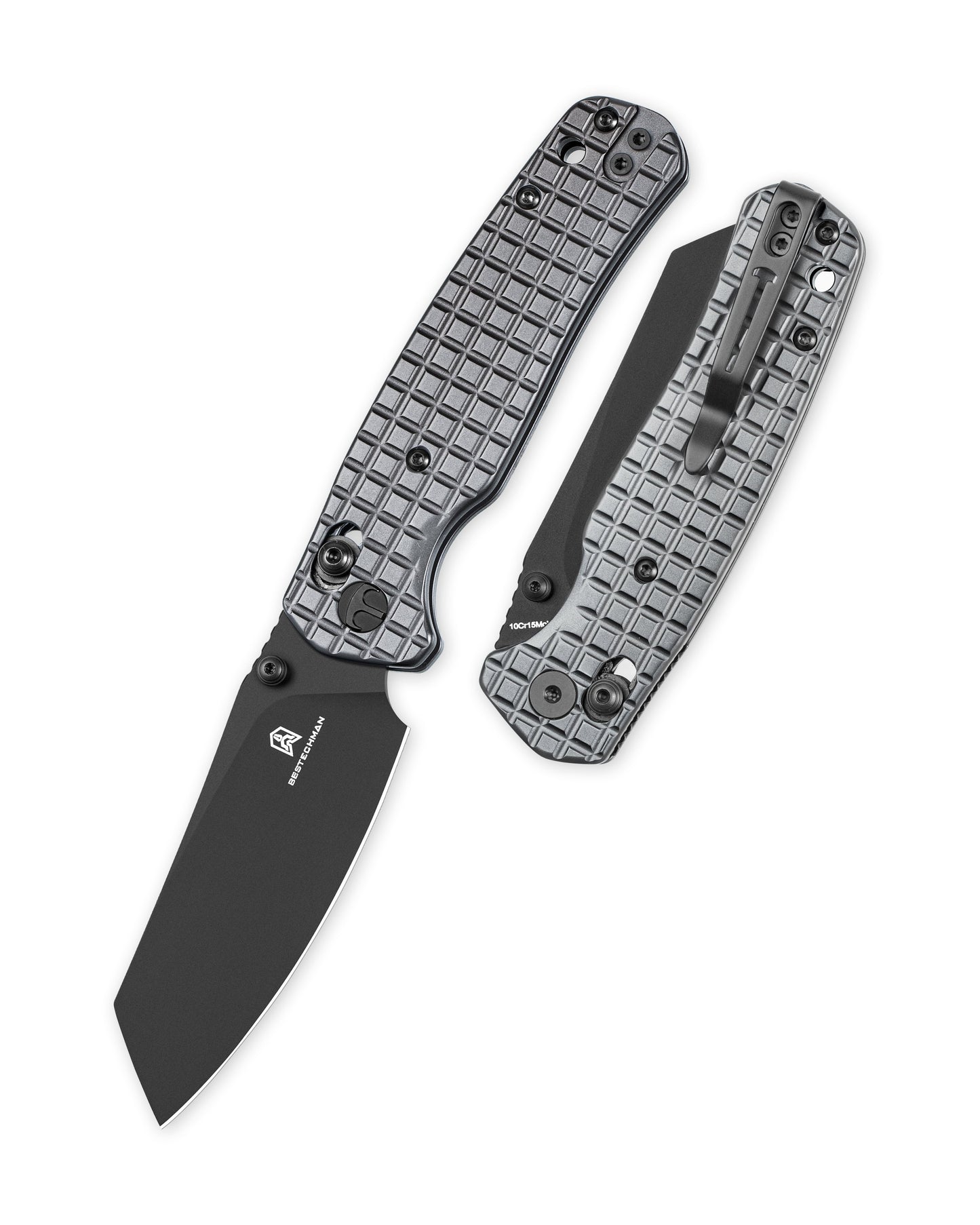 Bestechman Cicada's Wing BMK06-S-2 front view – 3.15" 10Cr15MoV Black PVD, Stainless Steel Grey PVD, B-Lock