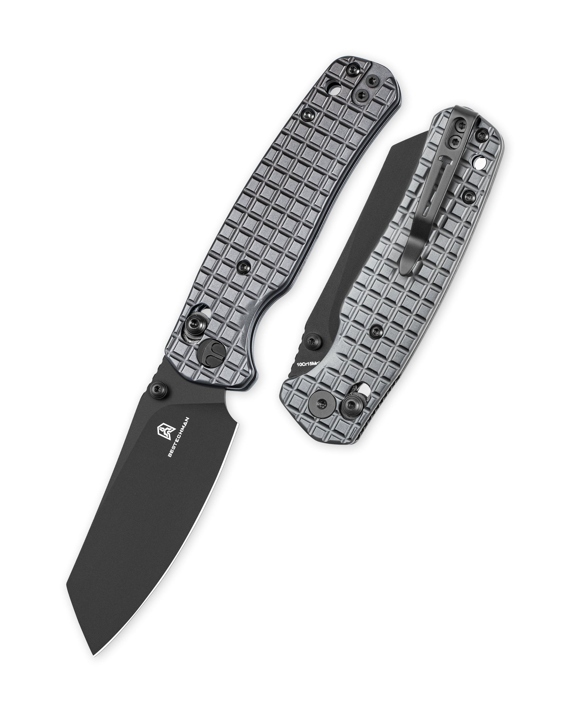 Bestechman Cicada's Wing BMK06-S-2 front view – 3.15" 10Cr15MoV Black PVD, Stainless Steel Grey PVD, B-Lock