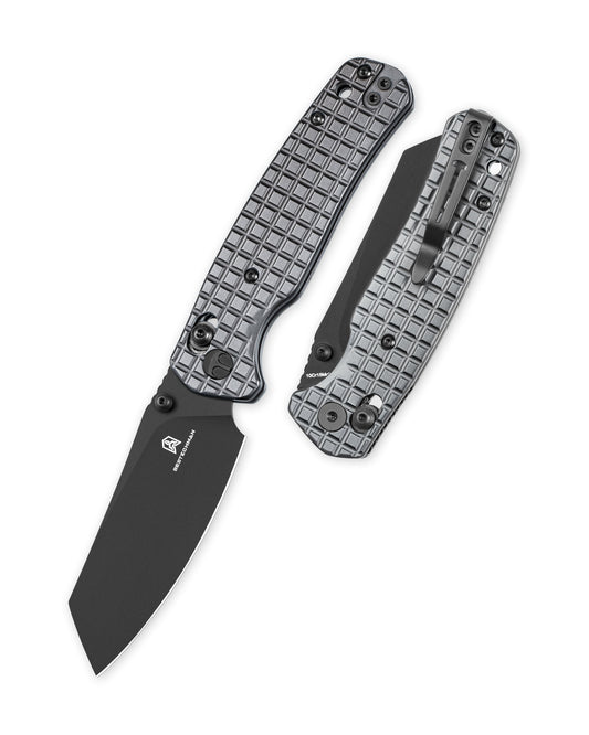 Bestechman Cicada's Wing BMK06-S-2 front view – 3.15" 10Cr15MoV Black PVD, Stainless Steel Grey PVD, B-Lock