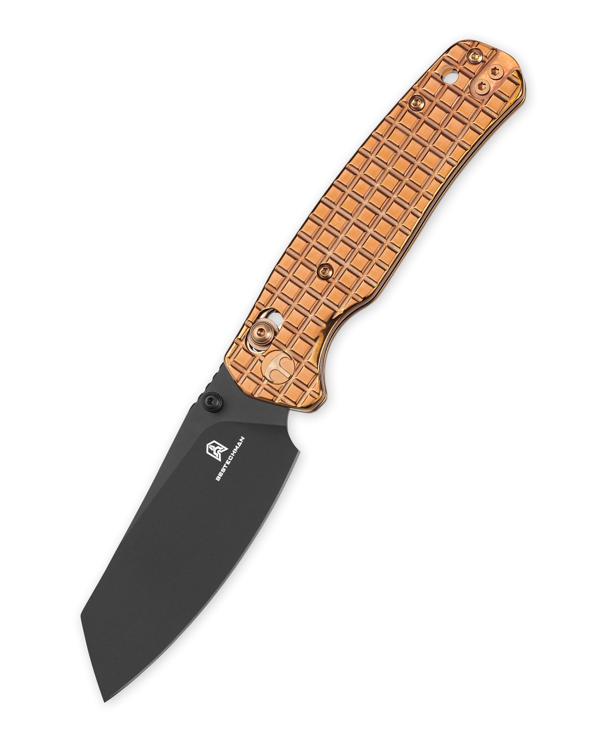 Bestechman Cicada's Wing BMK06-S-4 closed view – 3.15" 10Cr15MoV Black PVD, Stainless Steel Bronze PVD, B-Lock