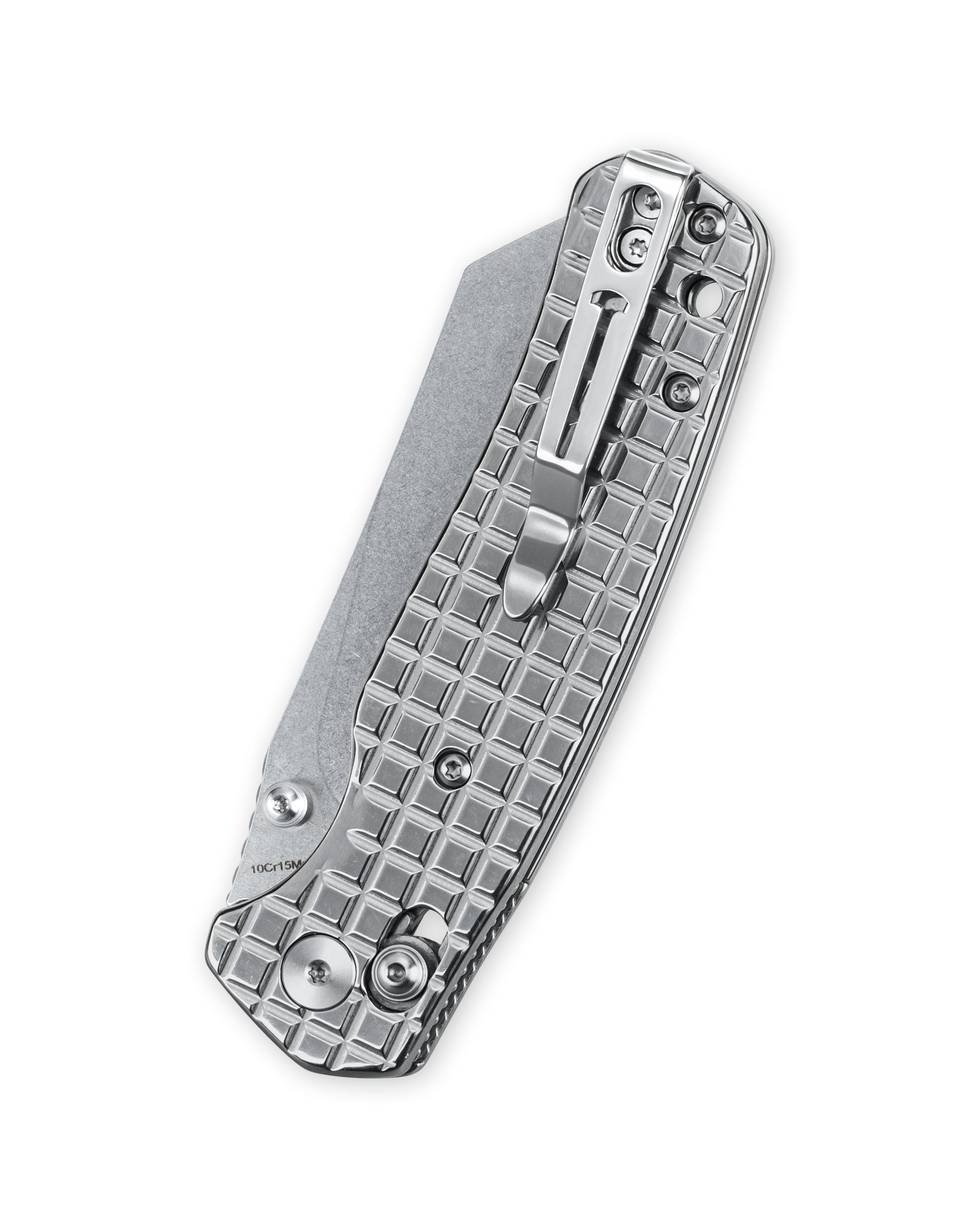 Bestechman Cicada's Wing BMK06-S-5 blade detail – 3.15" 10Cr15MoV Stonewash, Stainless Steel Mirror Polish, B-Lock