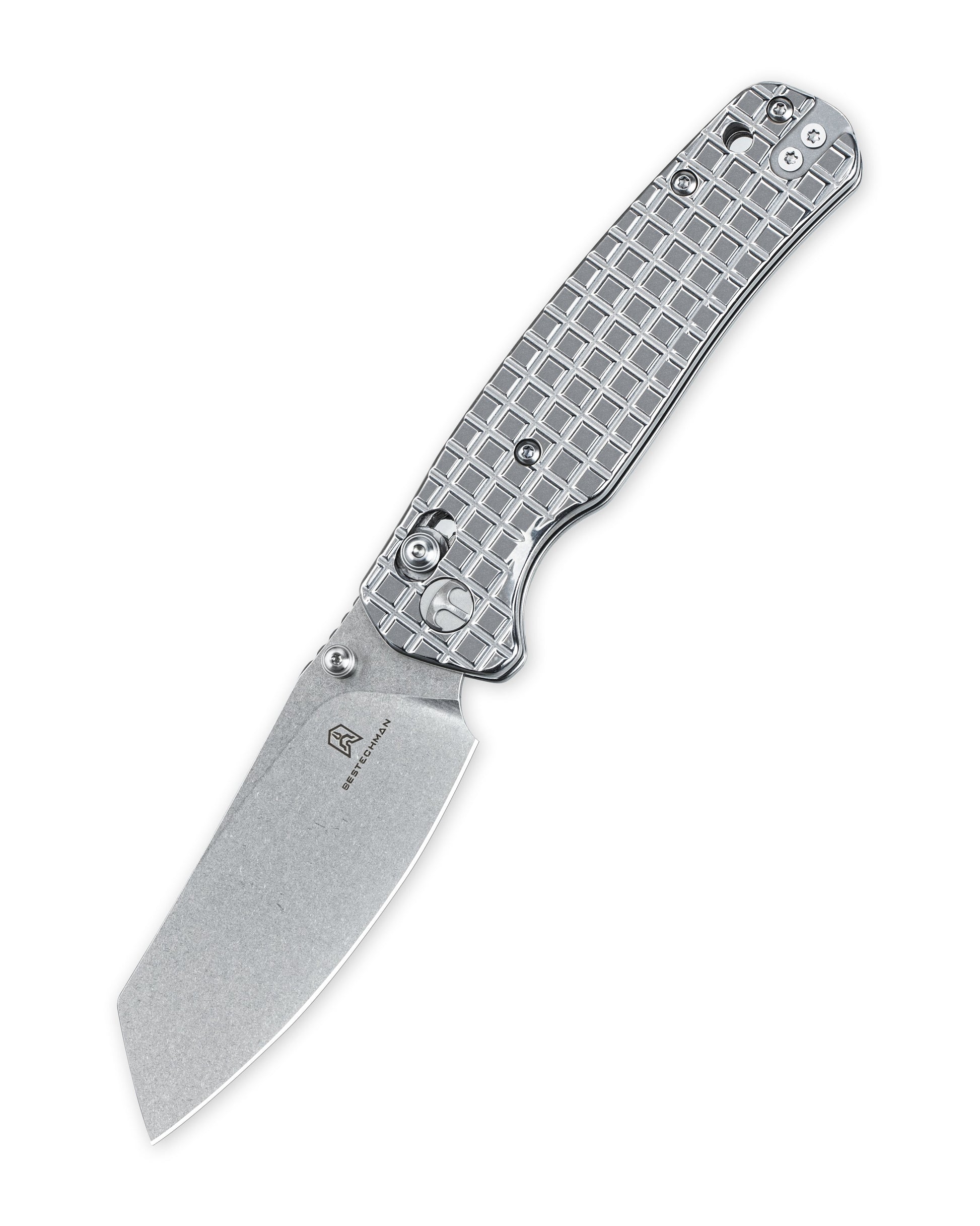 Bestechman Cicada's Wing BMK06-S-5 closed view – 3.15" 10Cr15MoV Stonewash, Stainless Steel Mirror Polish, B-Lock