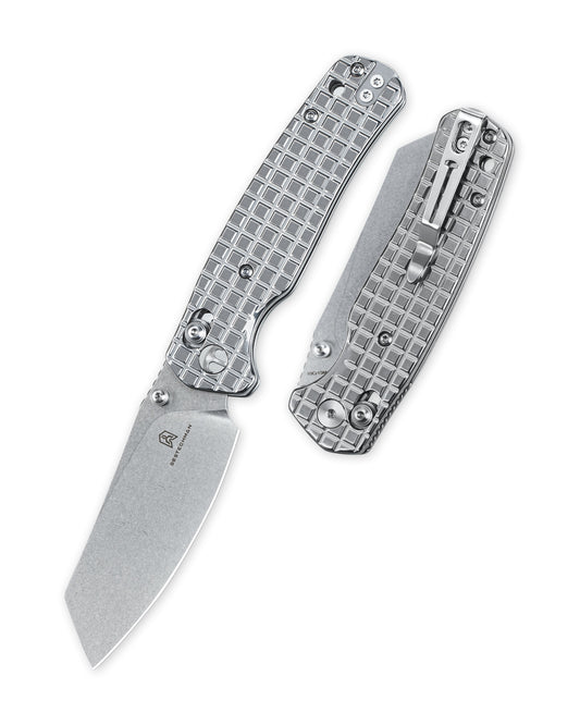 Bestechman Cicada's Wing BMK06-S-5 front view – 3.15" 10Cr15MoV Stonewash, Stainless Steel Mirror Polish, B-Lock