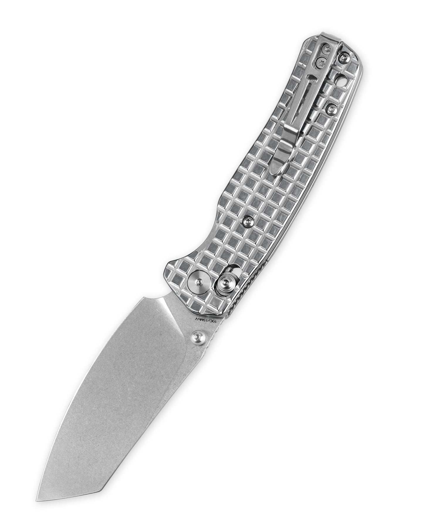 Bestechman Cicada's Wing BMK06-S-5 open position – 3.15" 10Cr15MoV Stonewash, Stainless Steel Mirror Polish, B-Lock