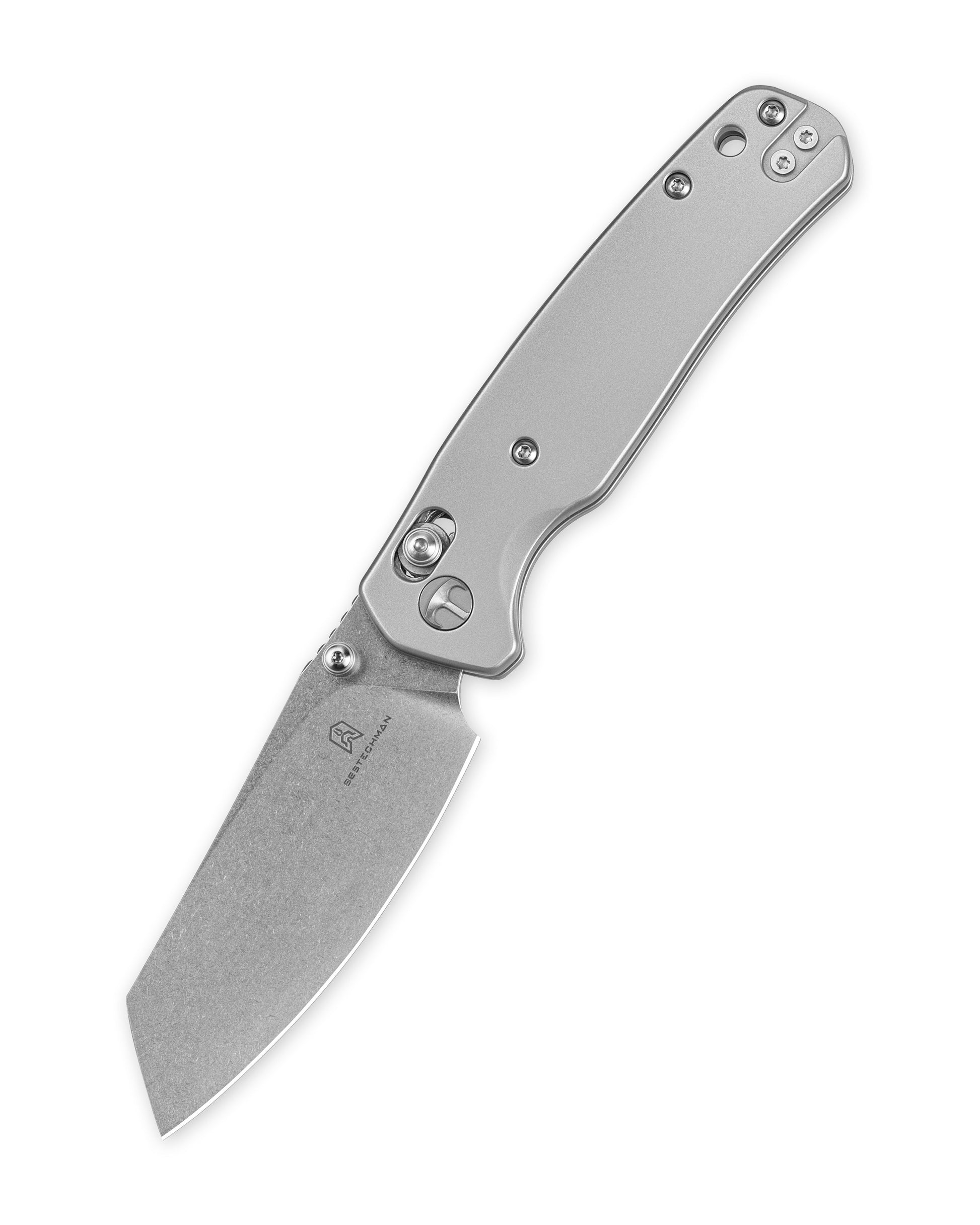 Bestechman Cicada's Wing BMK06-S-7 closed view – 3.15" 10Cr15MoV Stonewash, Stainless Steel, B-Lock